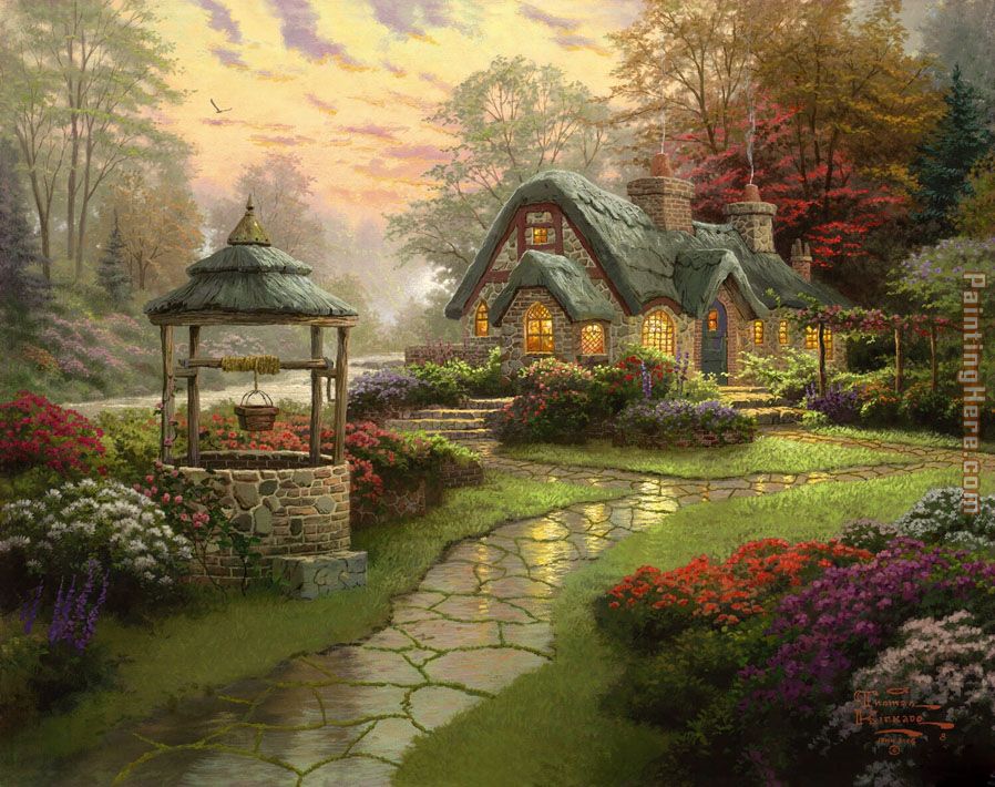 Make a Wish Cottage painting - Thomas Kinkade Make a Wish Cottage art painting